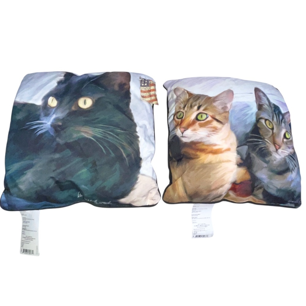 Black Orange Tabby Cat Colors Throw Pillow Lot of 2 By Robert McClintock New